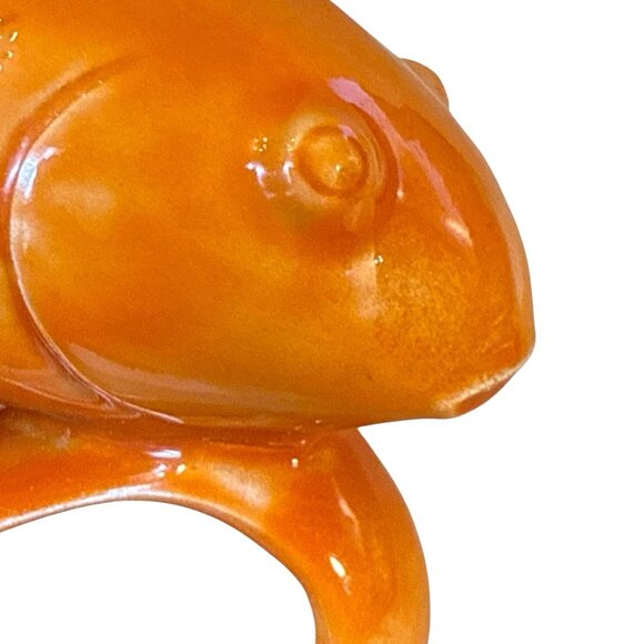 Set Of 2 Pottery Barn Bright Orange Ceramic Fish-Shaped Napkin Rings - Picture 4 of 9